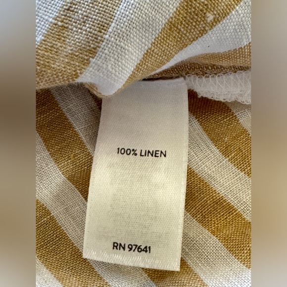J. Jill Love Linen Tan Stripe Shirt top Long Sleeve Relaxed Fit Coastal Grandma - Picture 8 of 9
